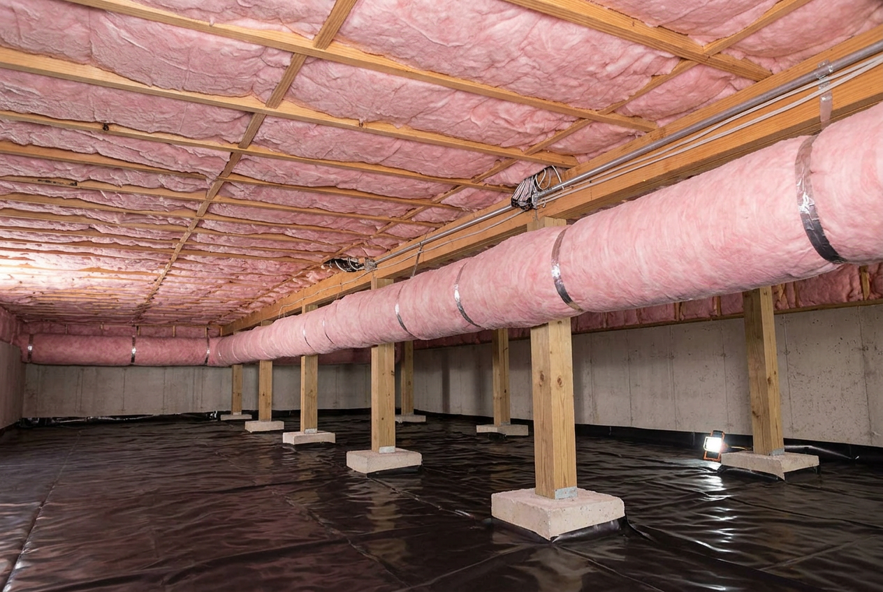 Crawl space after insulation