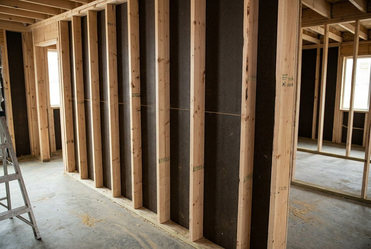Wall cavity before batt insulation