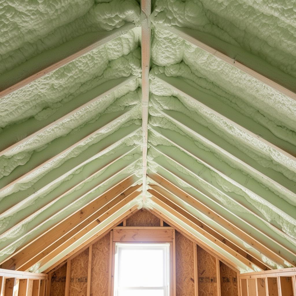 Closed-cell spray foam insulation installed between wall studs